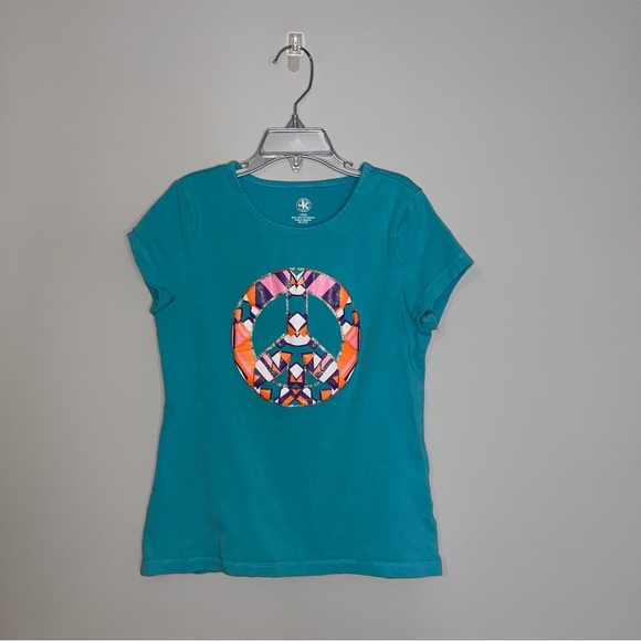 J. Khaki Other - J. Khaki Teal Kids Tee with Colorful Peace Sign Youth Large
